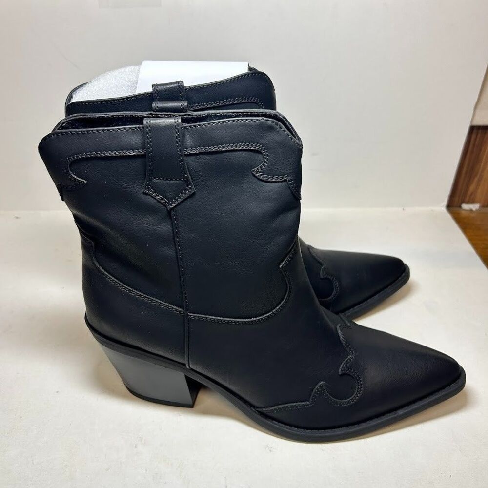 Sun Stone Womens 9.5 M Black Brenna Faux Leather Western Cowboy Boots NIB GU7 - Picture 2 of 6